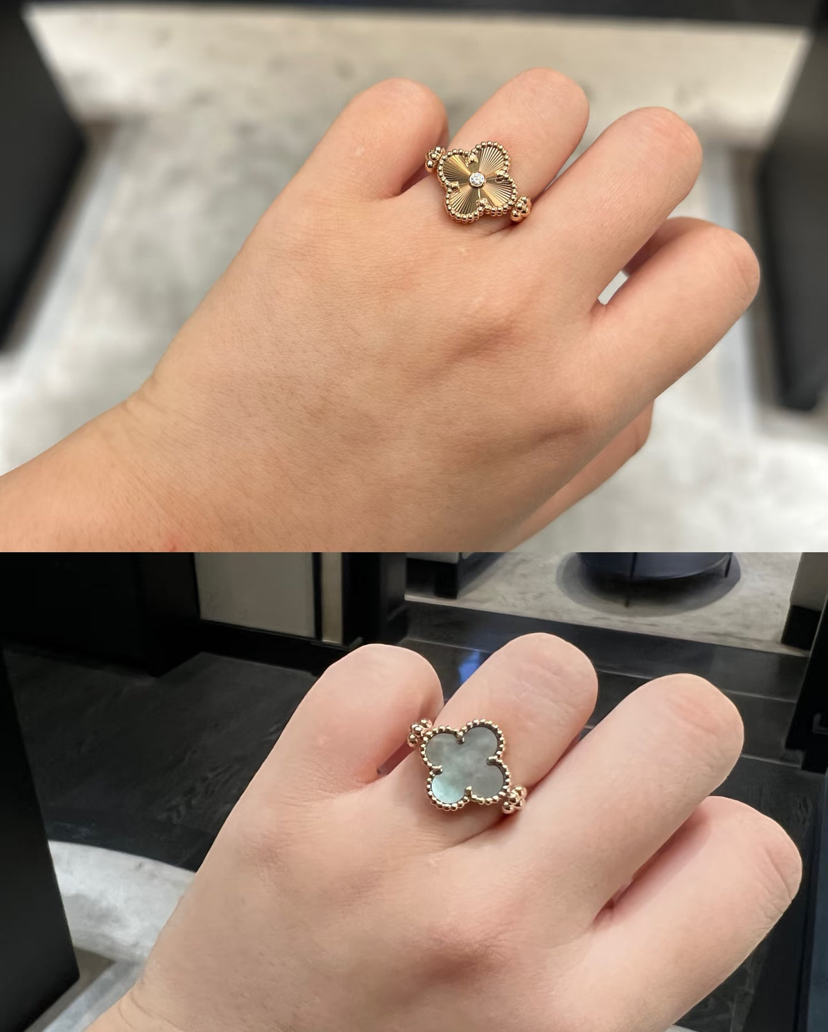 iridescent shell clover Ring for women - alternate angle view 4