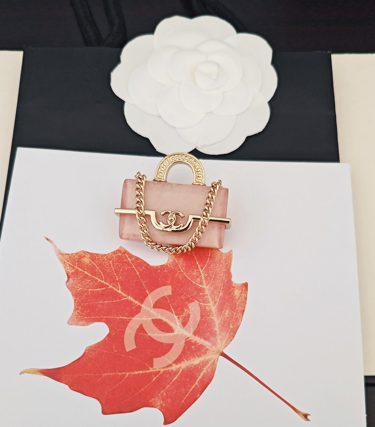 pink brass Brooch for women - alternate angle view 4