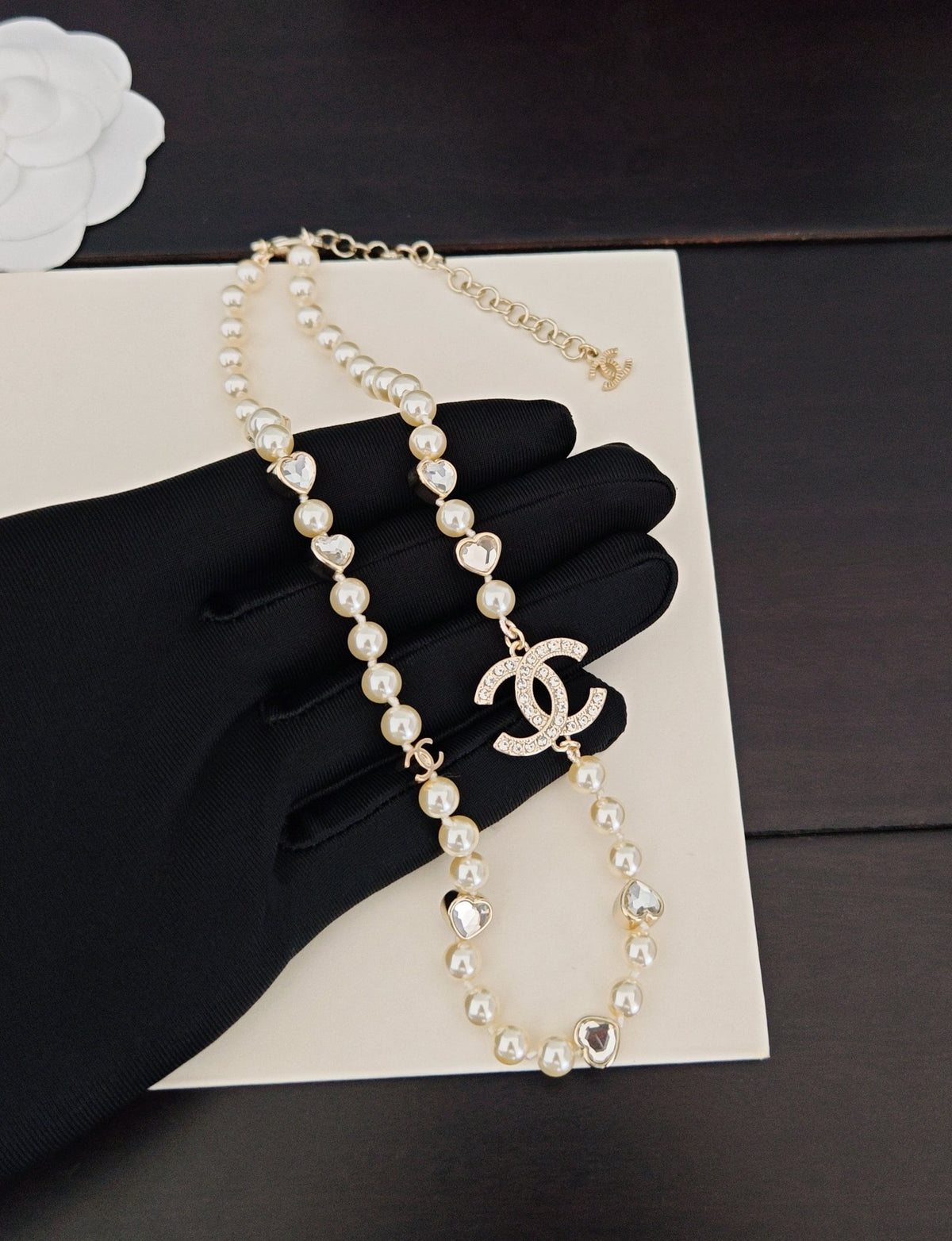 white brass heart Necklace for women - product detail view