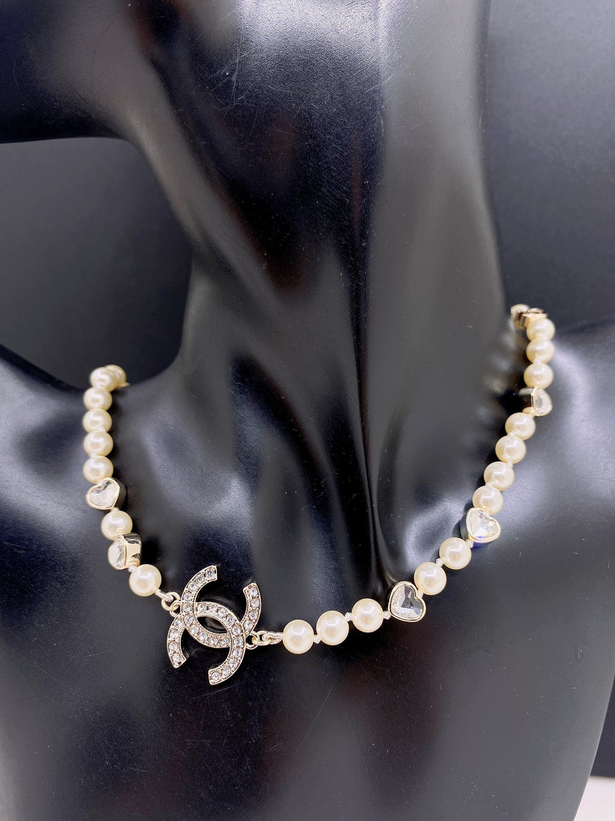 white brass heart Necklace for women - alternate angle view 2