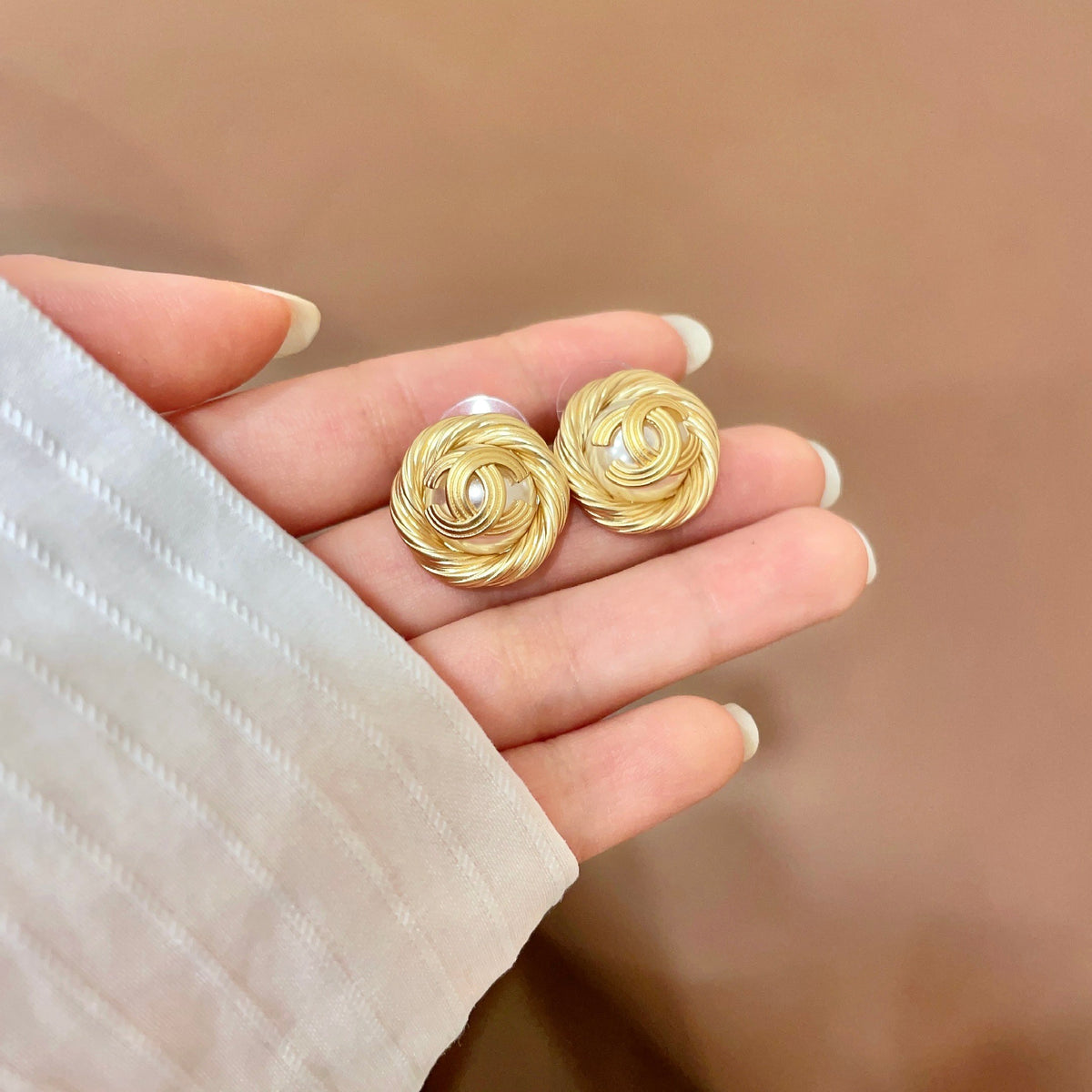double c Stud Earrings for women - alternate angle view 4