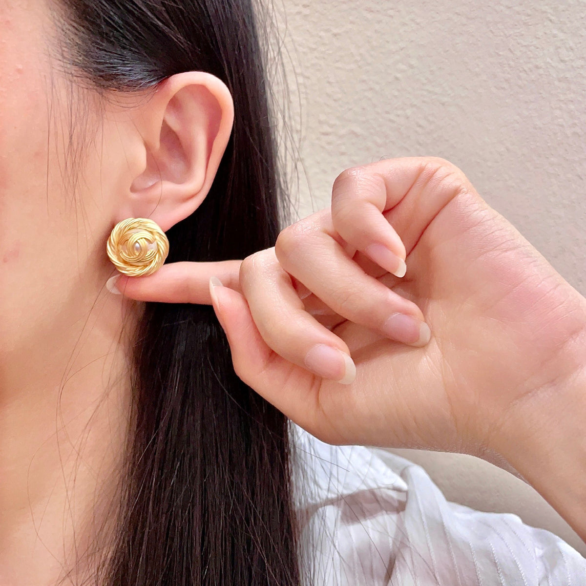 double c Stud Earrings for women - alternate angle view 2
