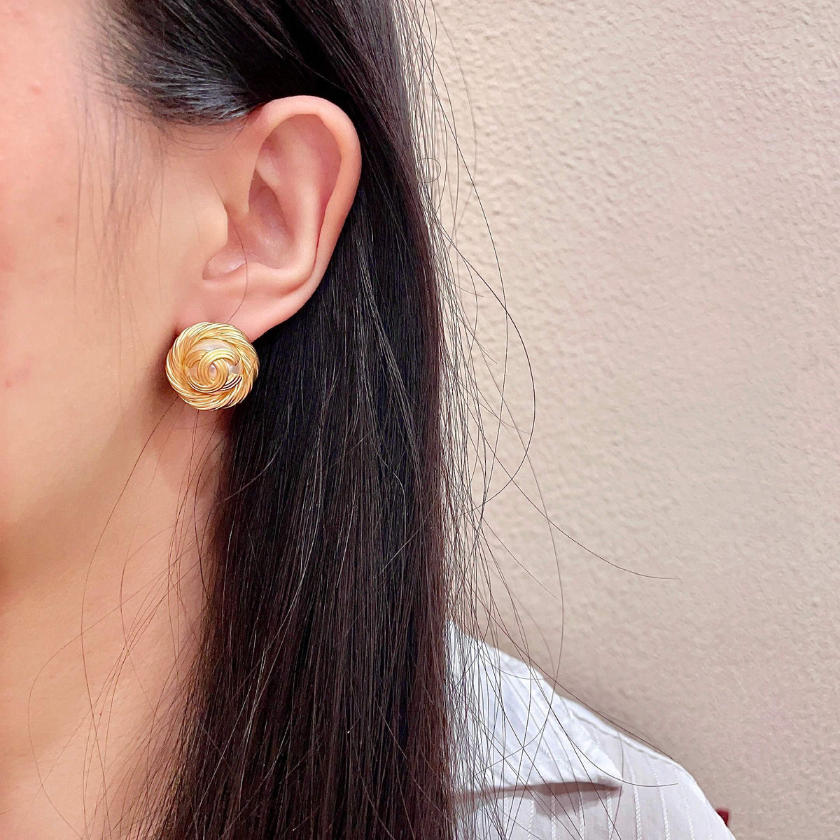 double c Stud Earrings for women - alternate angle view 3