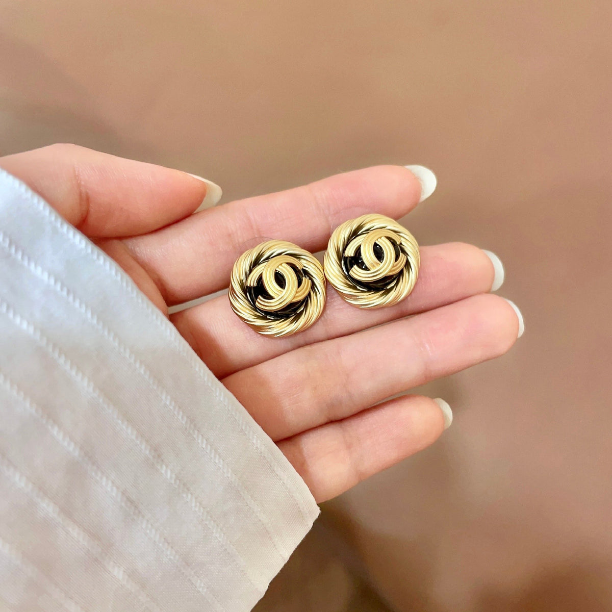 double c Stud Earrings for women - alternate angle view 4