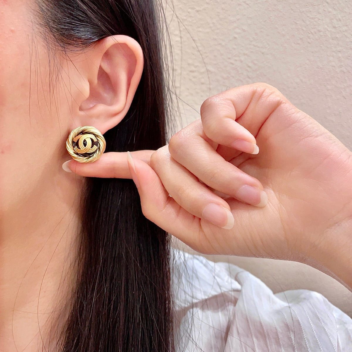 double c Stud Earrings for women - alternate angle view 2