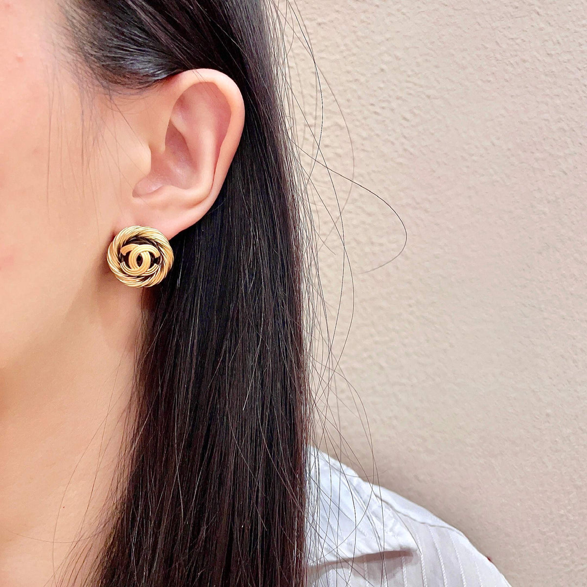 double c Stud Earrings for women - alternate angle view 3
