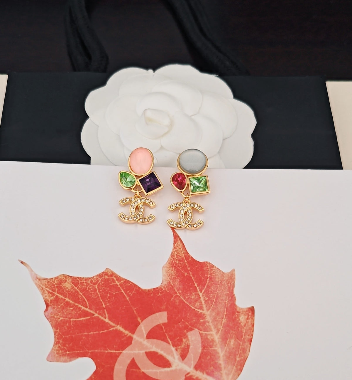 yellow brass Drop Earrings for women - alternate angle view 5