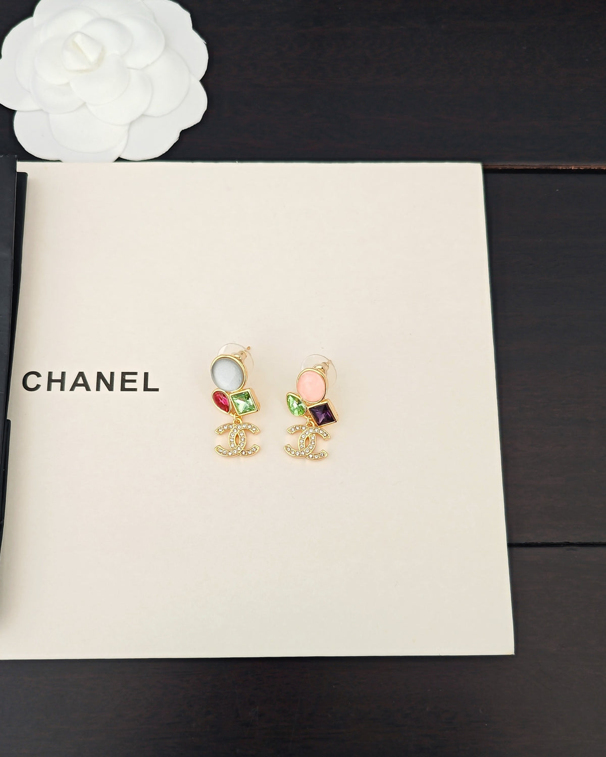 yellow brass Drop Earrings for women - alternate angle view 4