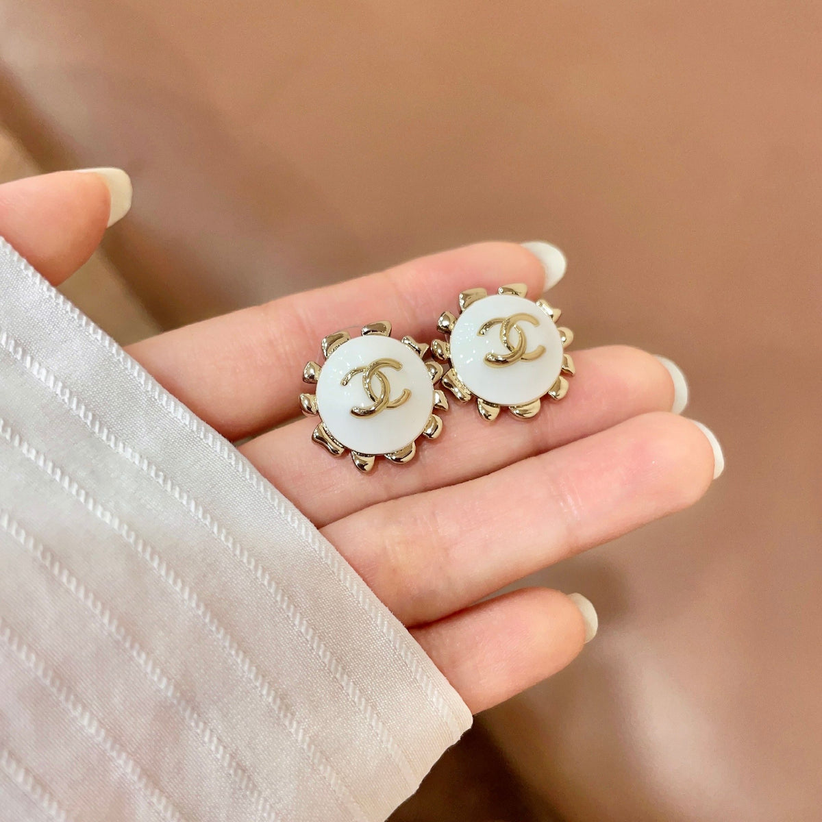 double c Stud Earrings for women - alternate angle view 4