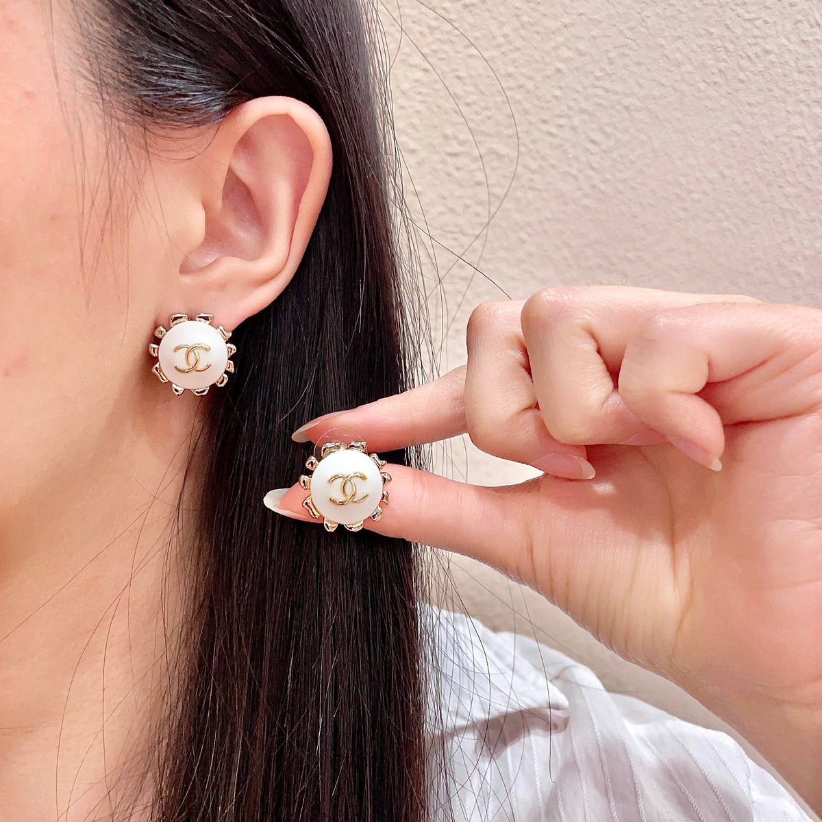 double c Stud Earrings for women - product detail view