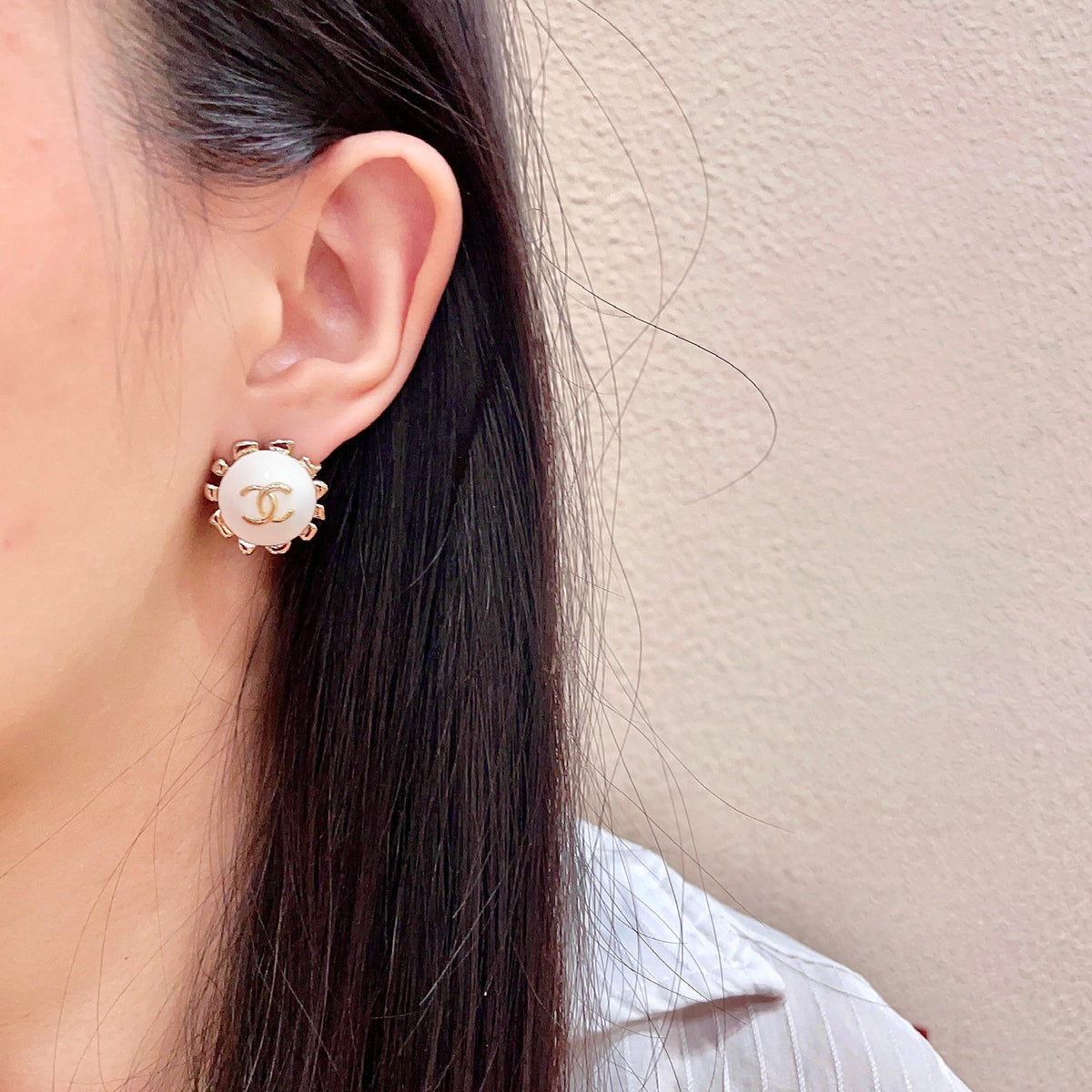 double c Stud Earrings for women - alternate angle view 3