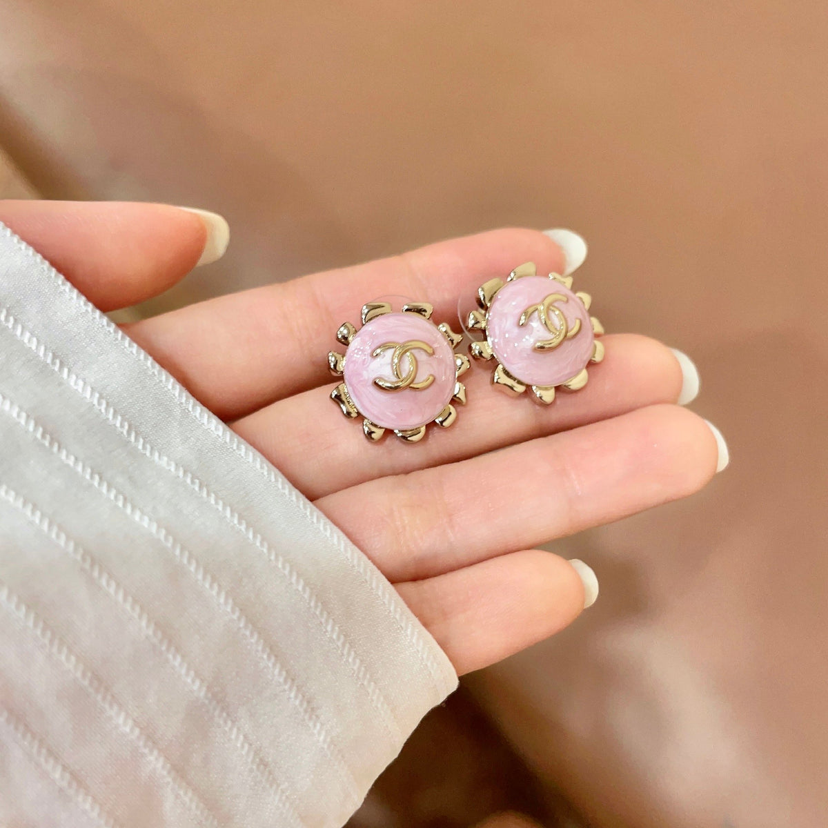 double c Stud Earrings for women - alternate angle view 4
