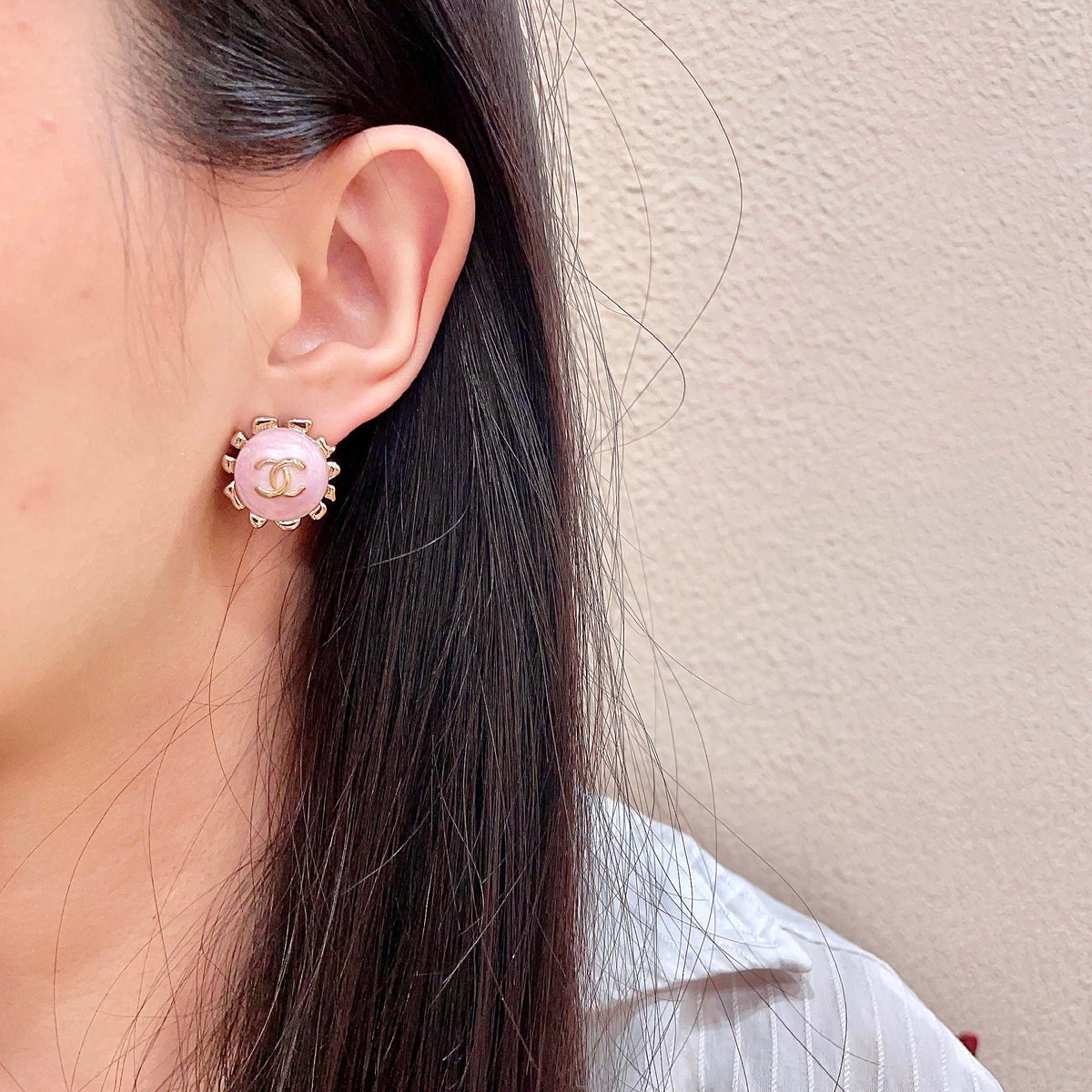 double c Stud Earrings for women - alternate angle view 3