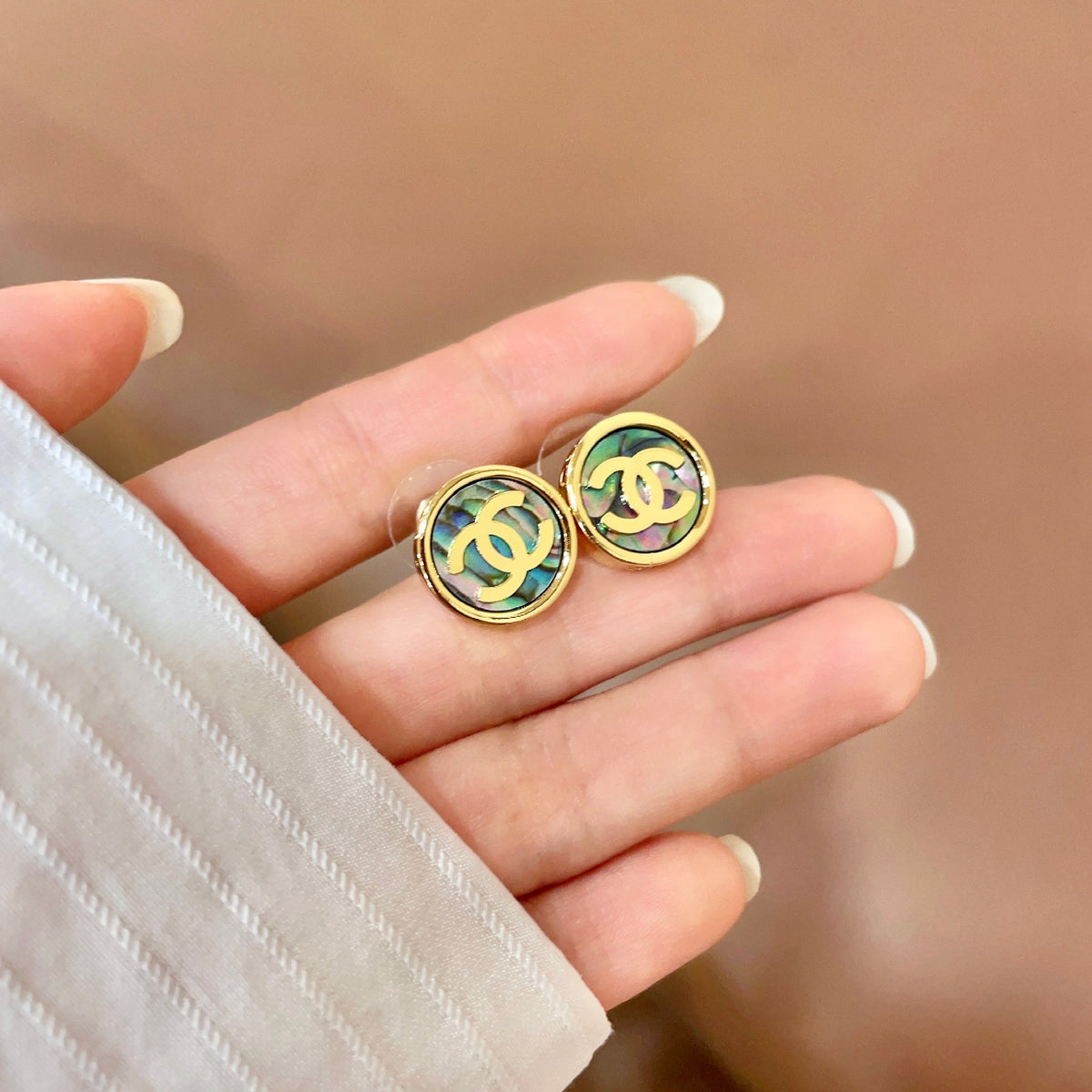 double c Stud Earrings for women - alternate angle view 4