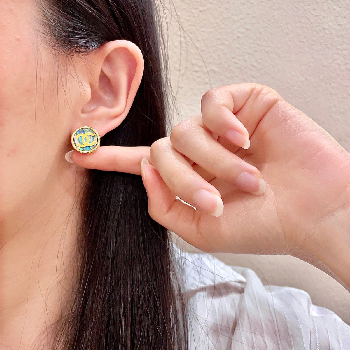 double c Stud Earrings for women - alternate angle view 2