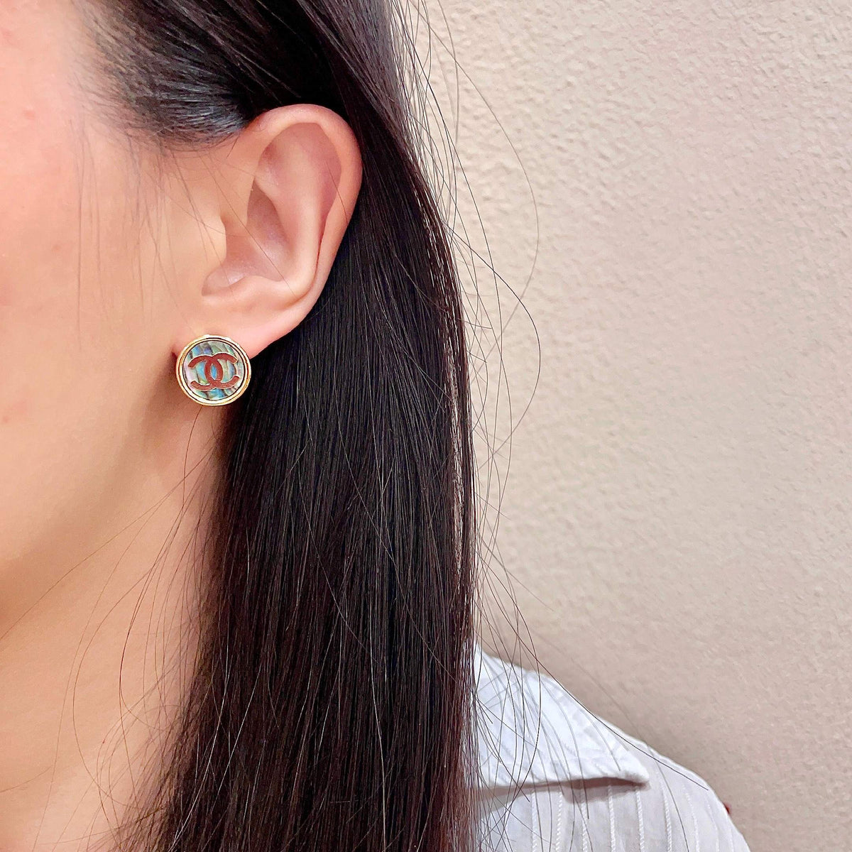 double c Stud Earrings for women - alternate angle view 3