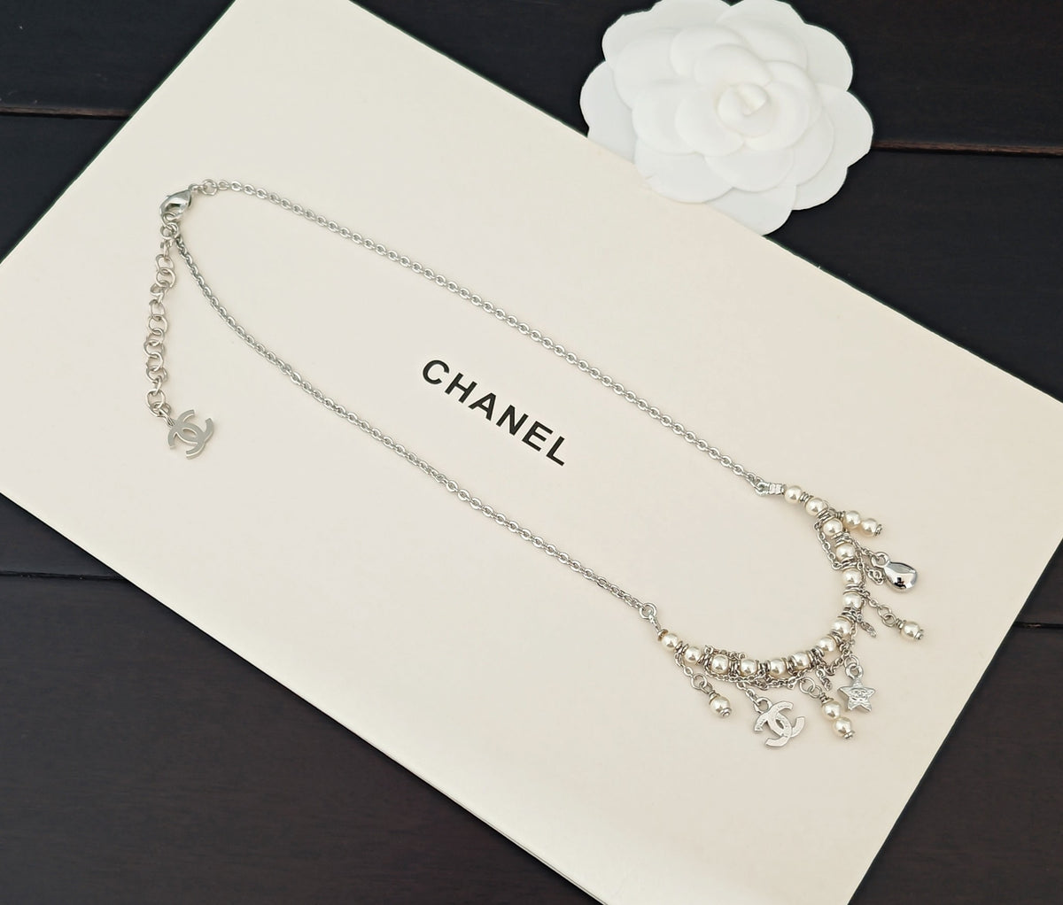 white gold brass Necklace for women - alternate angle view 6