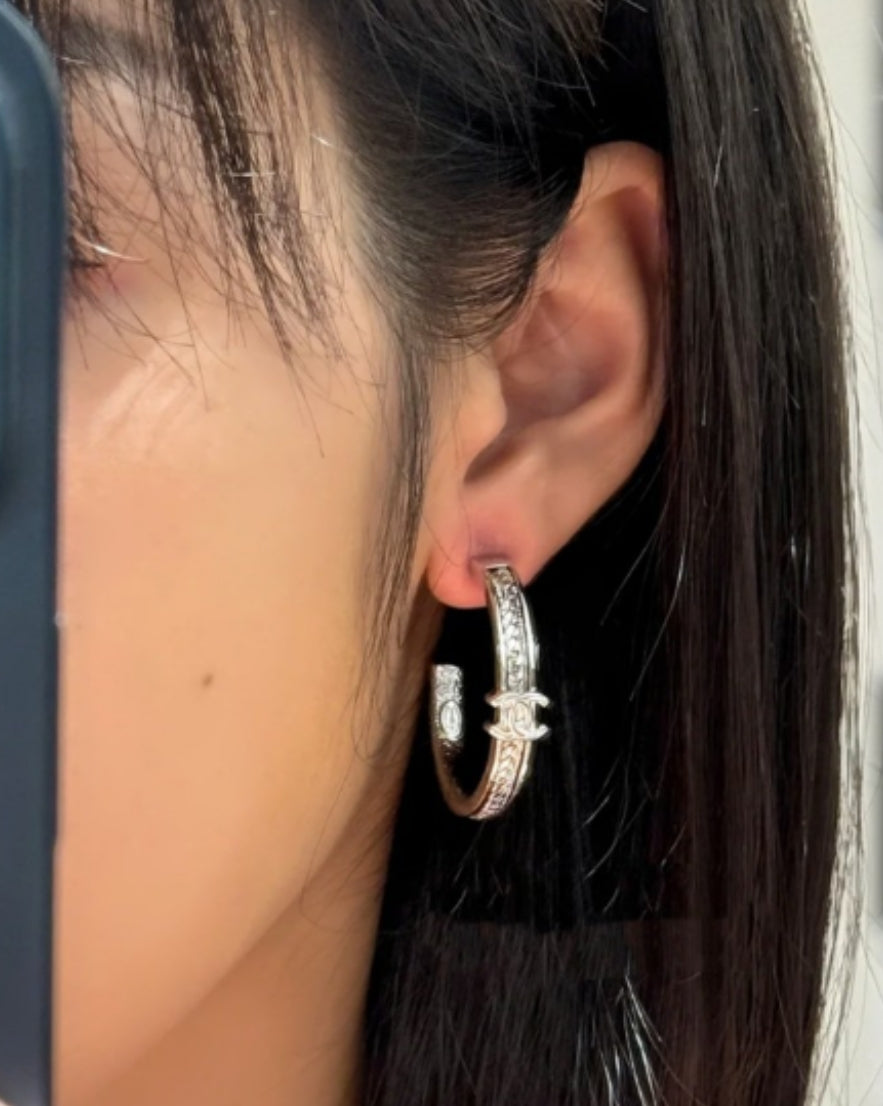 gold double c Drop Earrings for women - alternate angle view 9