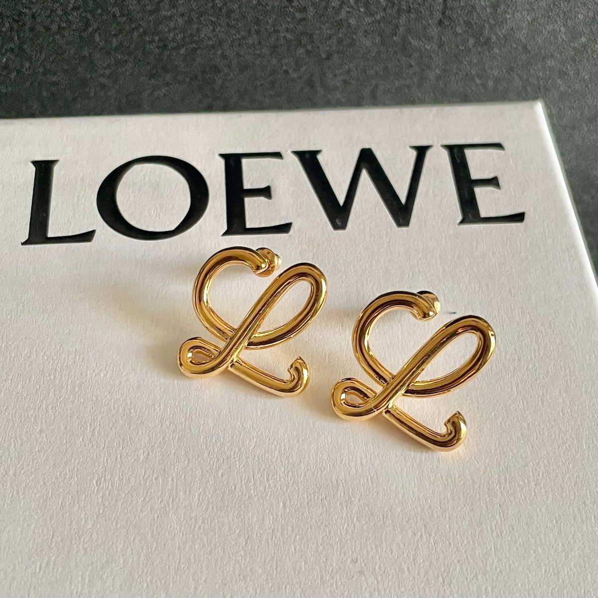 gold brass floral Drop Earrings for women - alternate angle view 9