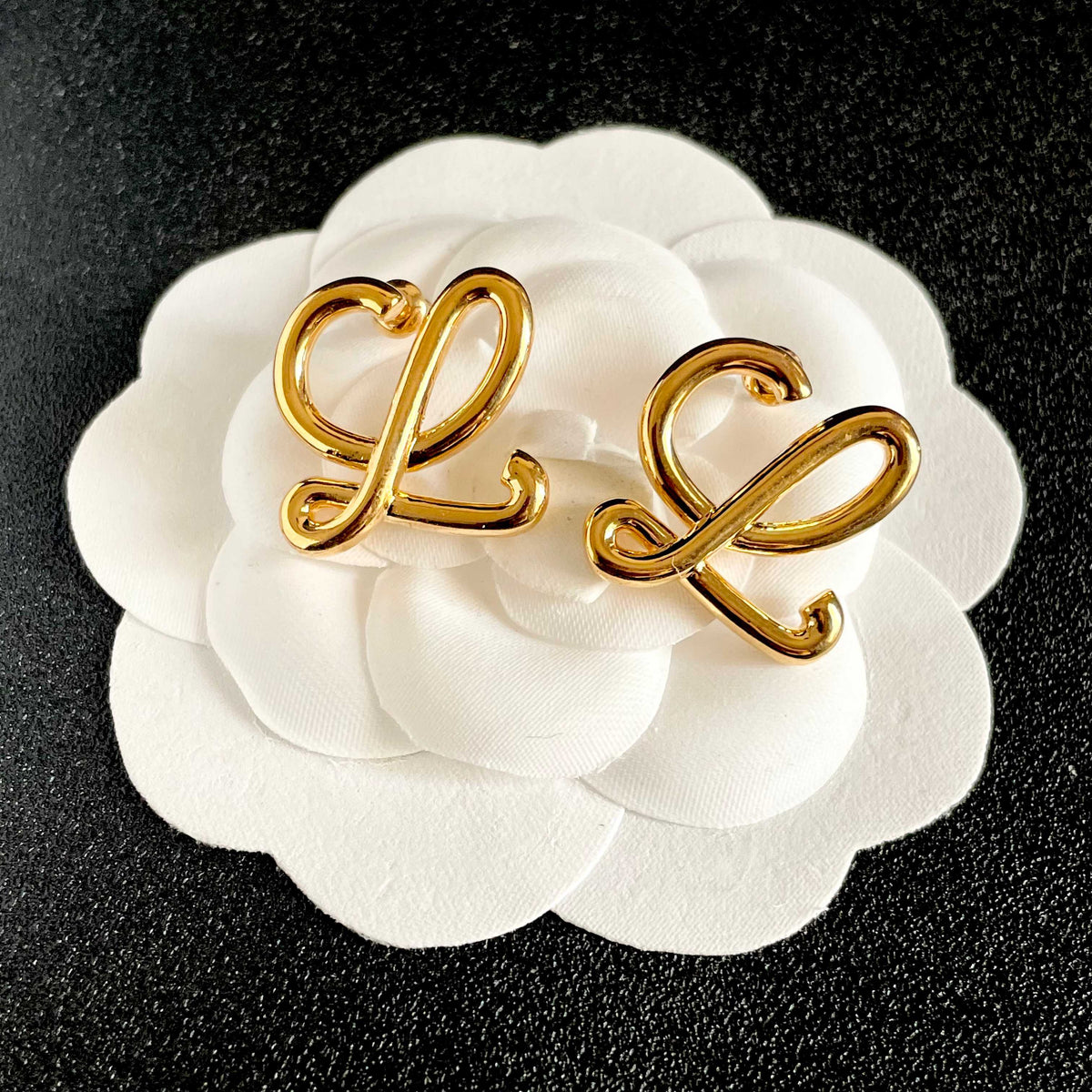 gold brass floral Drop Earrings for women - alternate angle view 8