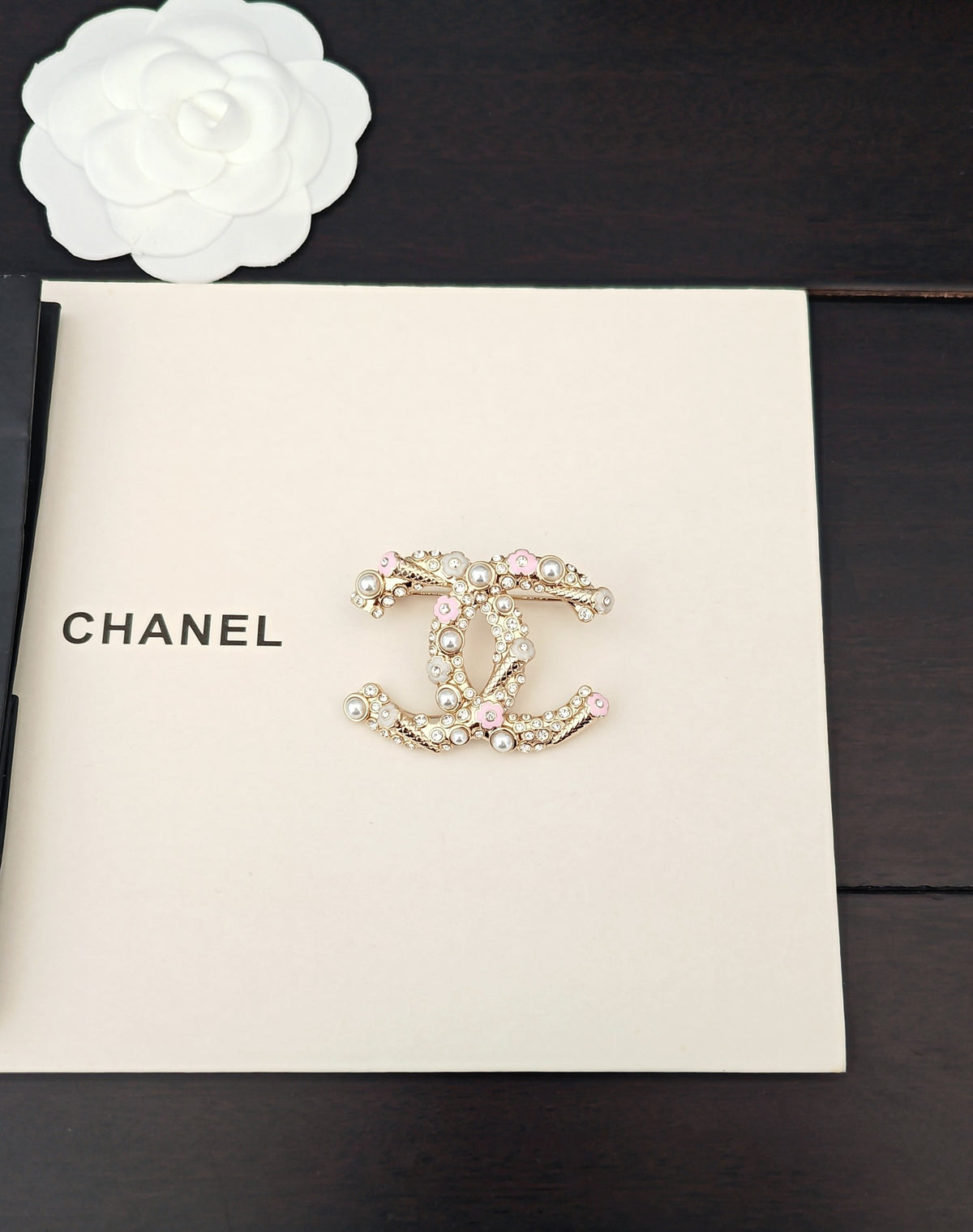 pink brass Brooch for women - alternate angle view 4