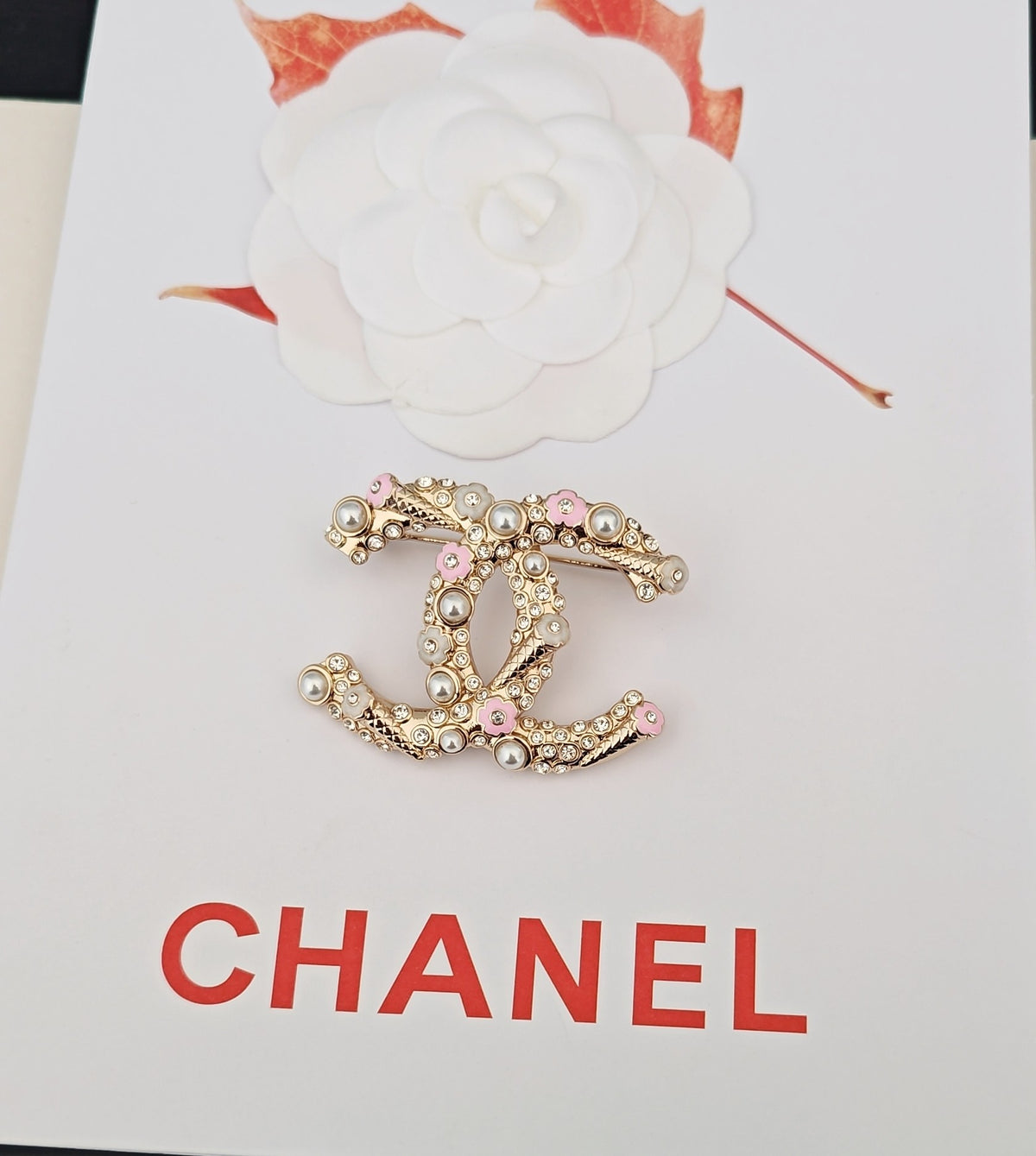 pink brass Brooch for women - alternate angle view 5