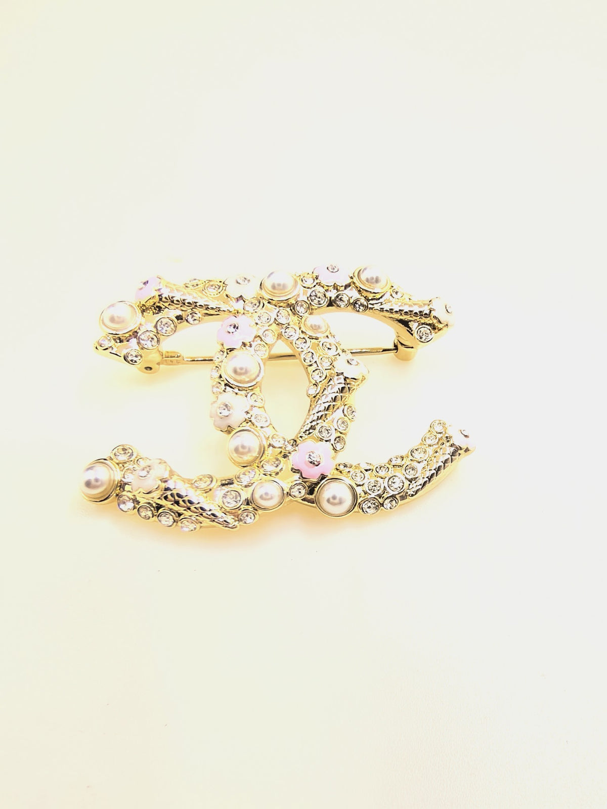 pink brass Brooch for women - product detail view
