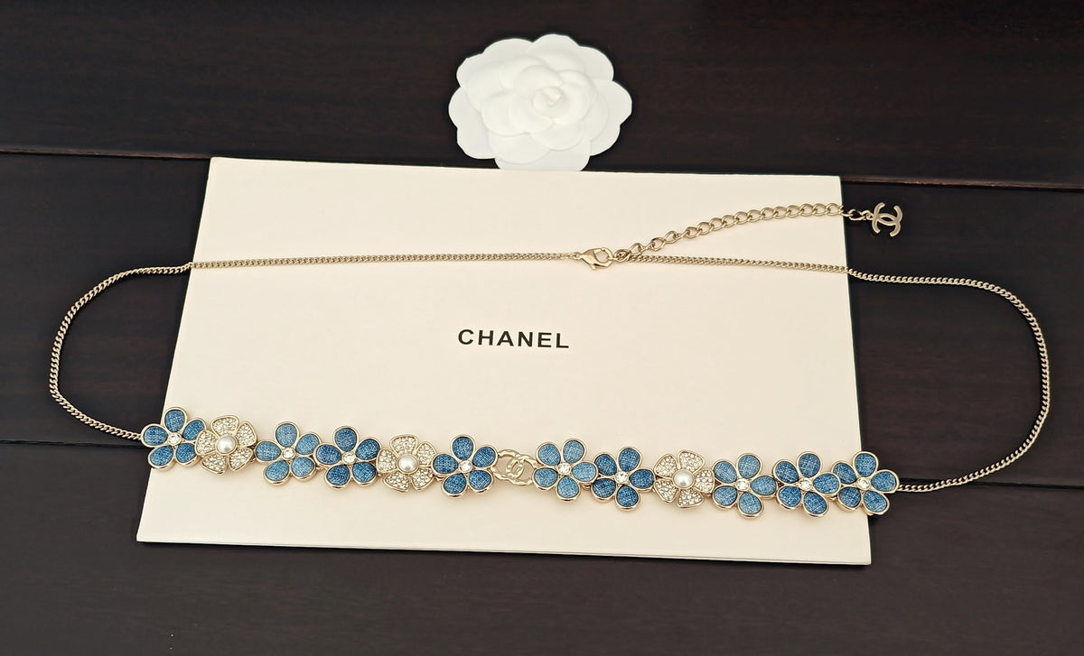 blue brass floral Waist Chain for women - alternate angle view 4