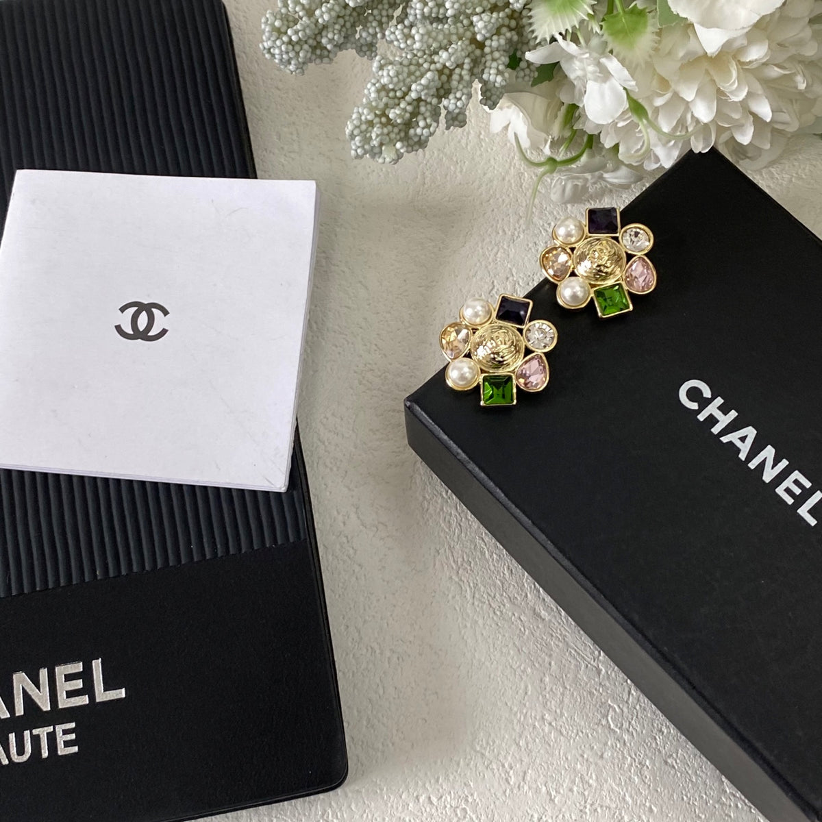 gold pearl letter Stud Earrings for women - alternate angle view 6