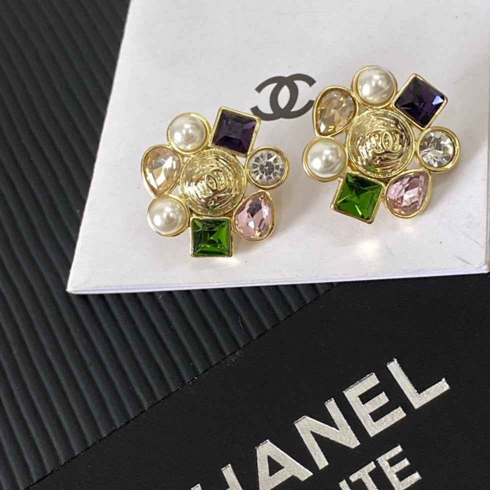 gold pearl letter Stud Earrings for women - alternate angle view 7