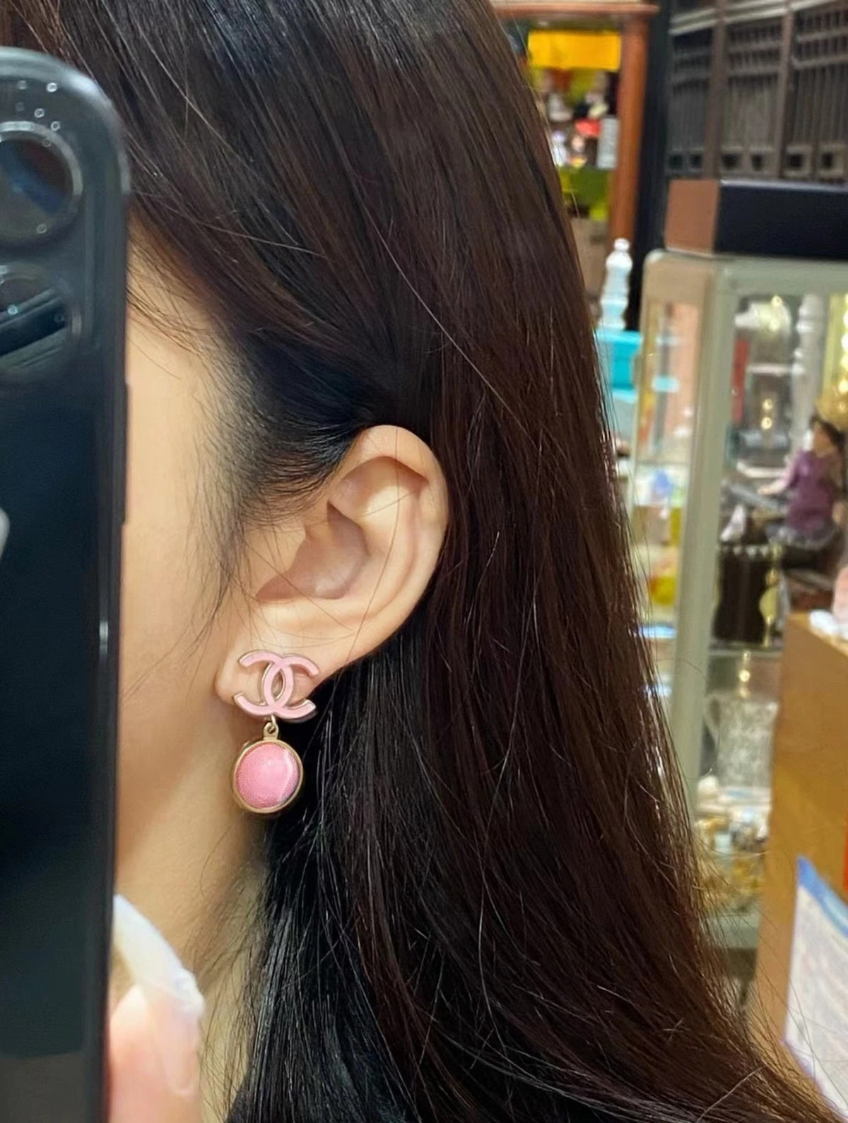 gold crystal floral Stud Earrings for women - alternate angle view 7