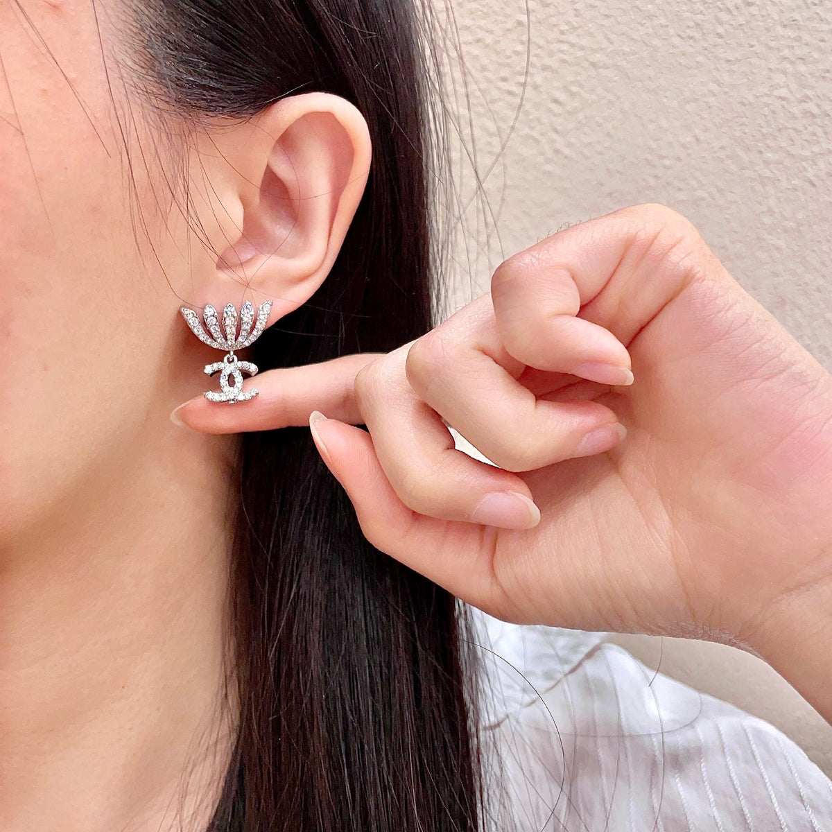 letter Stud Earrings for women - alternate angle view 2