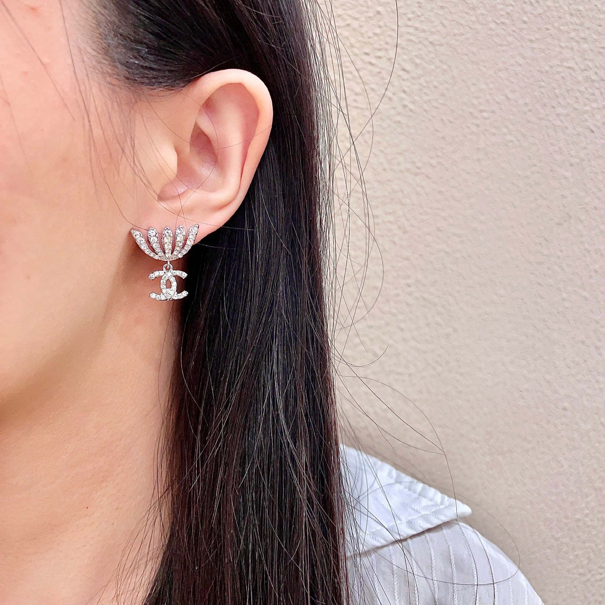 letter Stud Earrings for women - alternate angle view 3