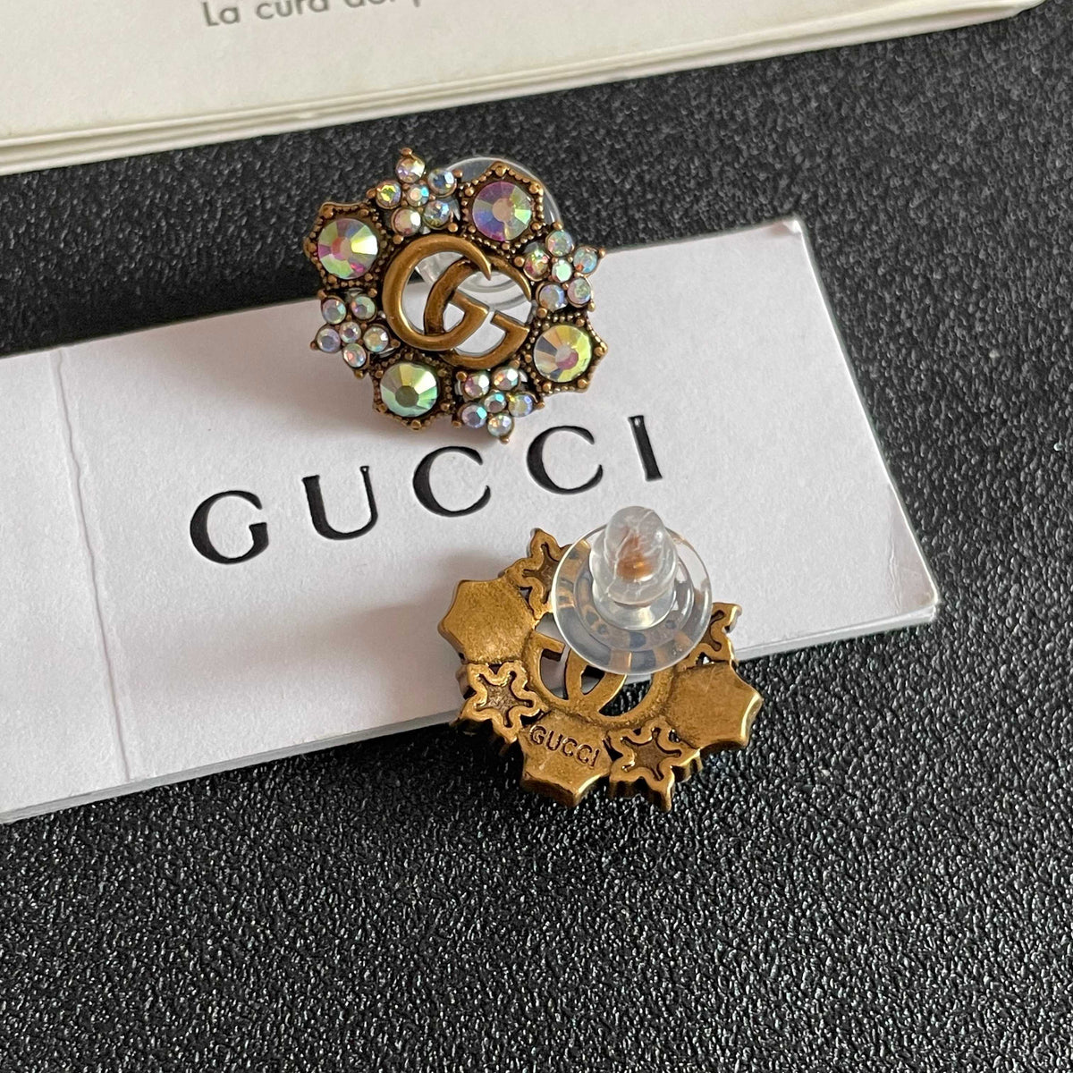 yellow sterling silver double c Stud Earrings for women - alternate angle view 7
