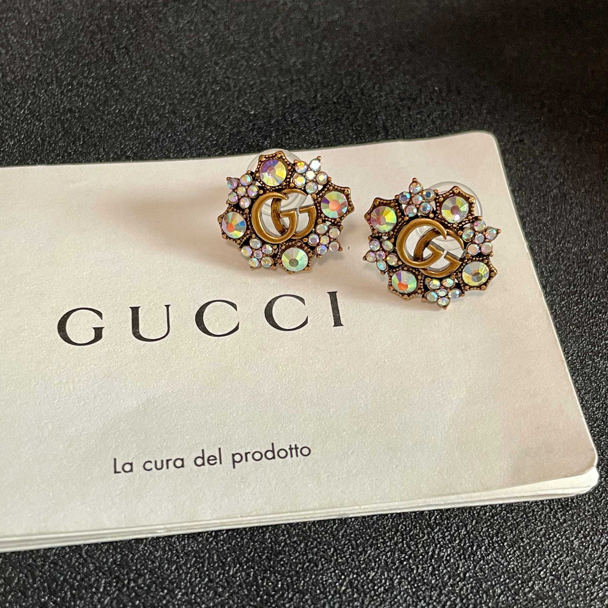 yellow sterling silver double c Stud Earrings for women - alternate angle view 8