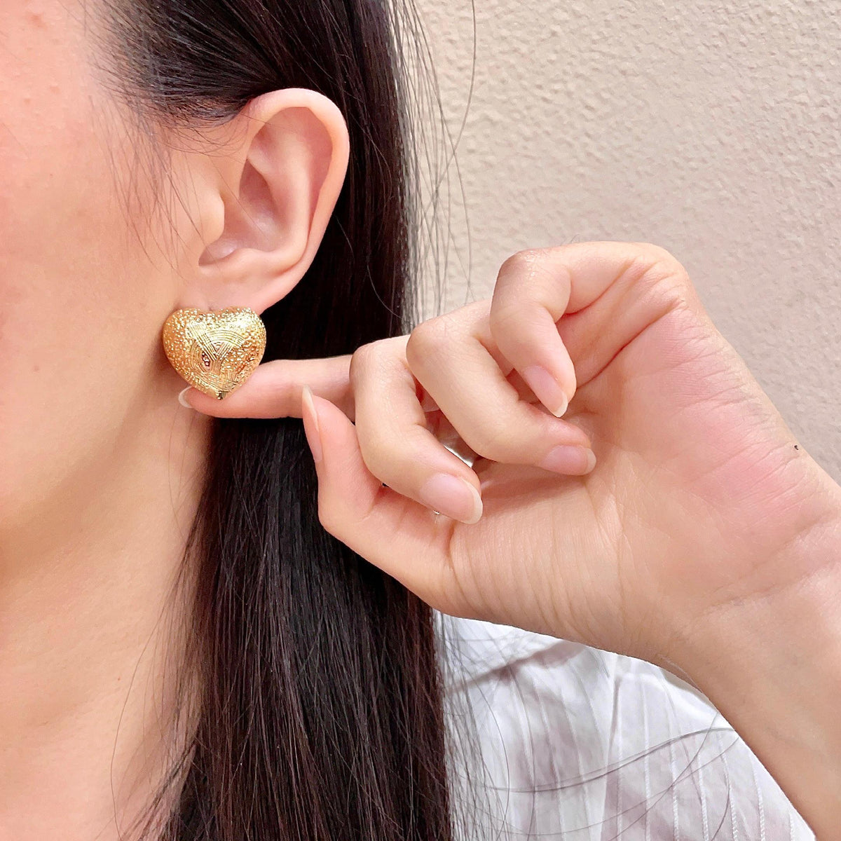 gold 925 sterling silver vintage Stud Earrings for women - alternate angle view 2