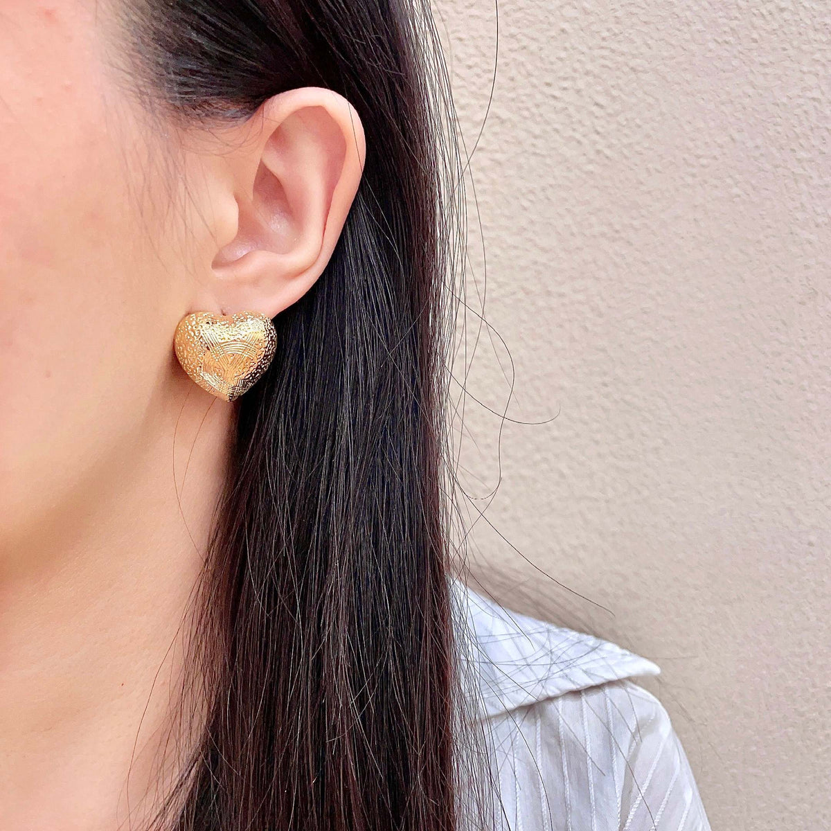gold 925 sterling silver vintage Stud Earrings for women - alternate angle view 3