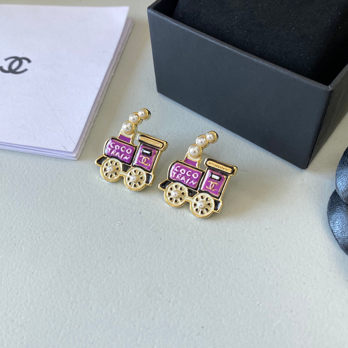 gold pearl letter Stud Earrings for women - alternate angle view 8