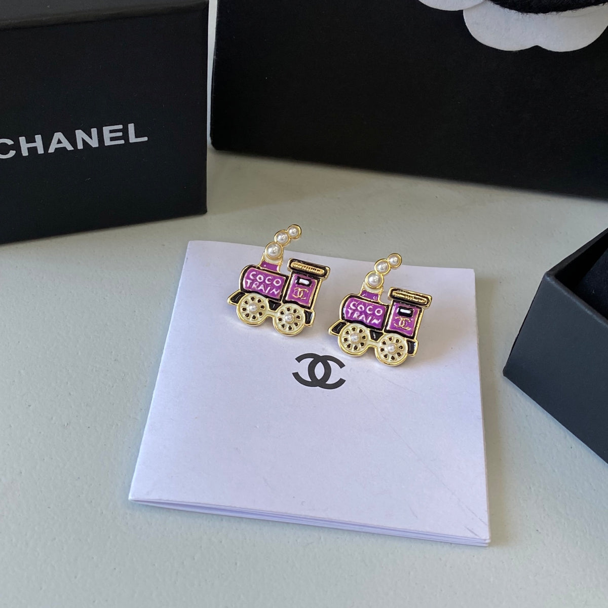 gold pearl letter Stud Earrings for women - alternate angle view 7