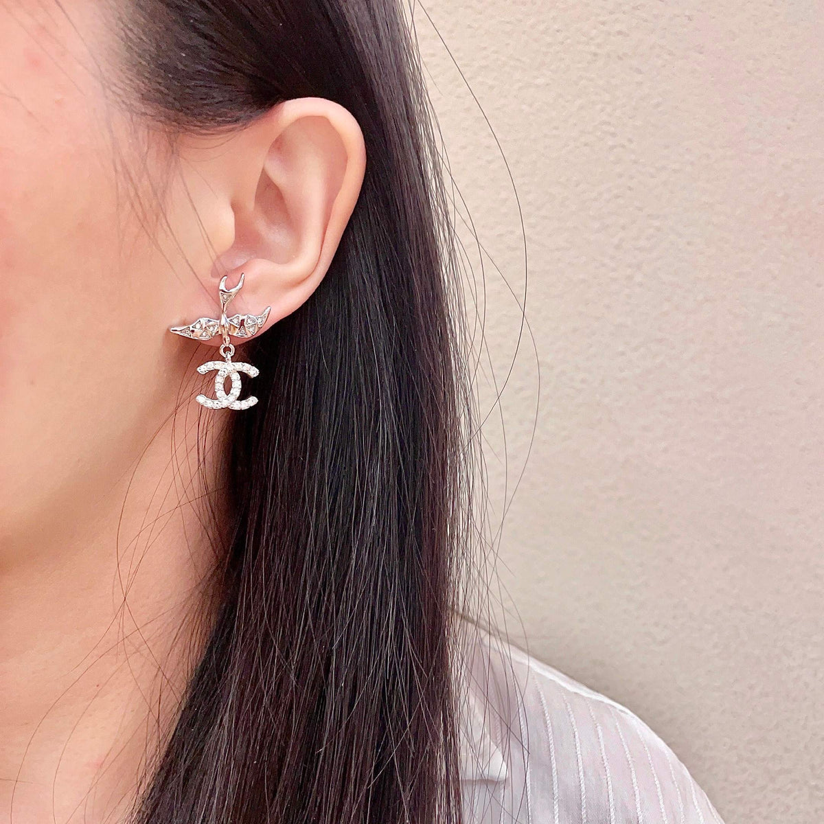 letter Stud Earrings for women - alternate angle view 3