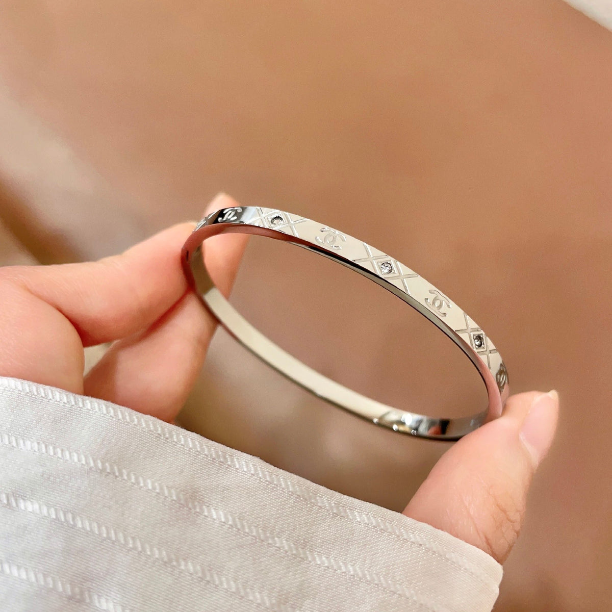 red crystal letter Bangle for women - alternate angle view 4