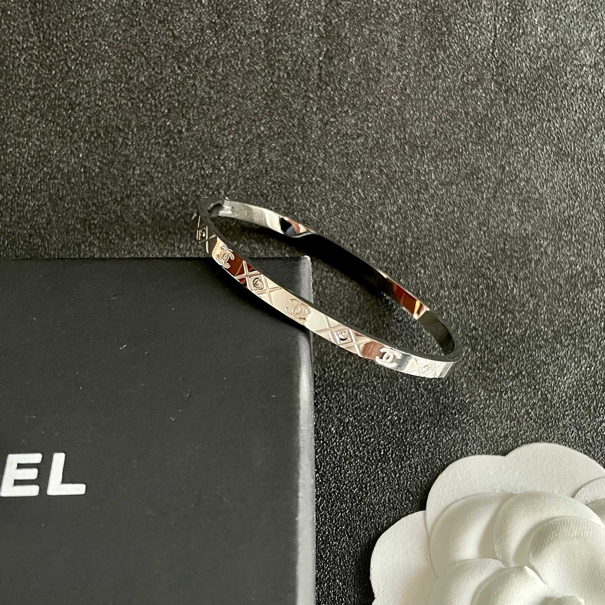 red crystal letter Bangle for women - alternate angle view 8