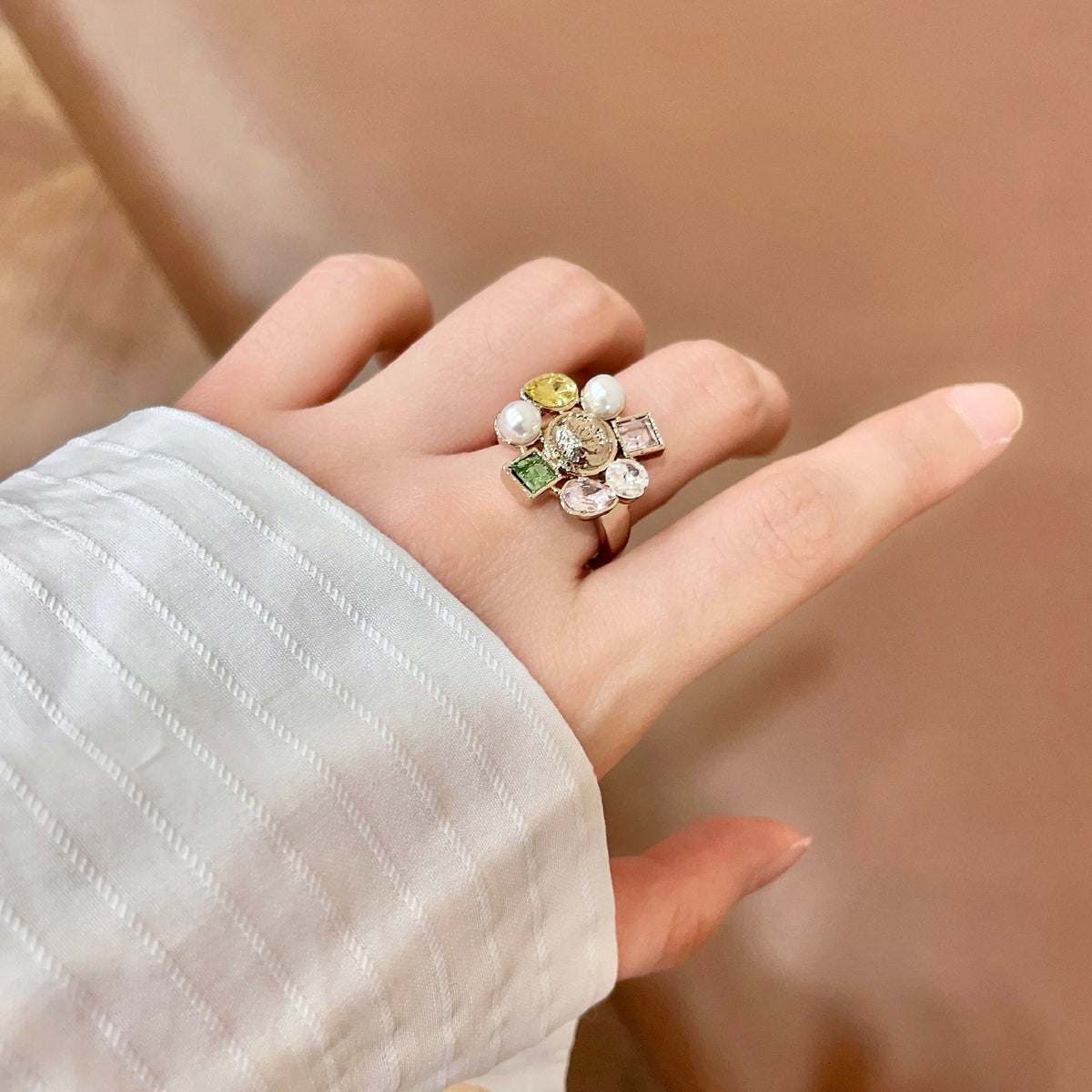 white letter Ring for women - alternate angle view 2