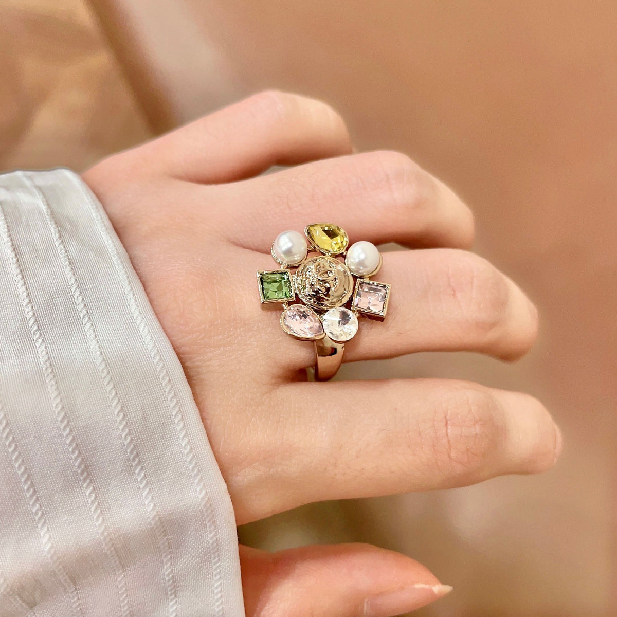 white letter Ring for women - product detail view