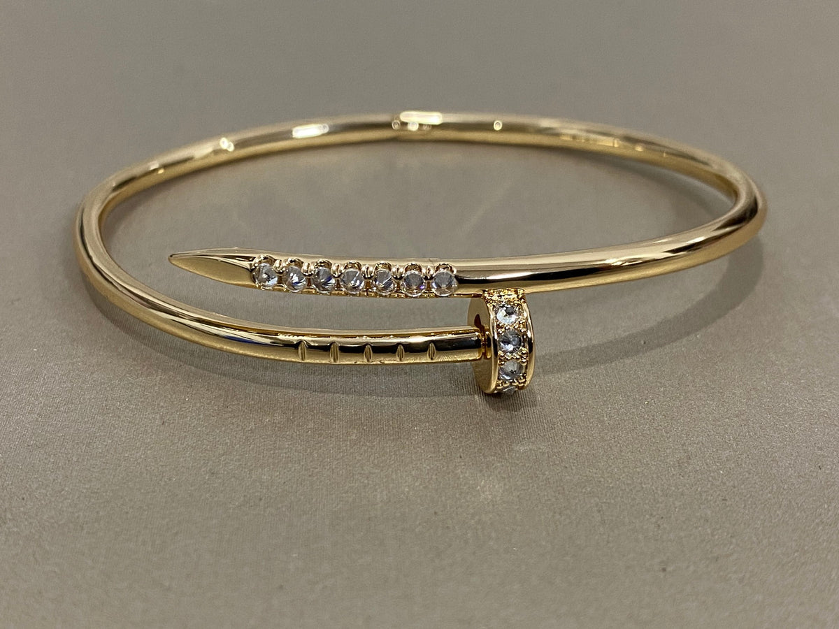 tricolor crystal inlaid Bangle for women - alternate angle view 2