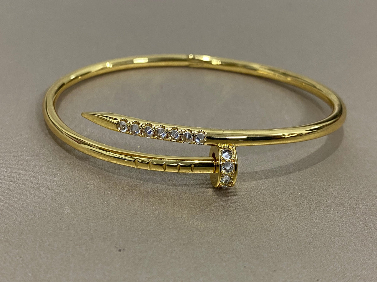 tricolor crystal inlaid Bangle for women - alternate angle view 3