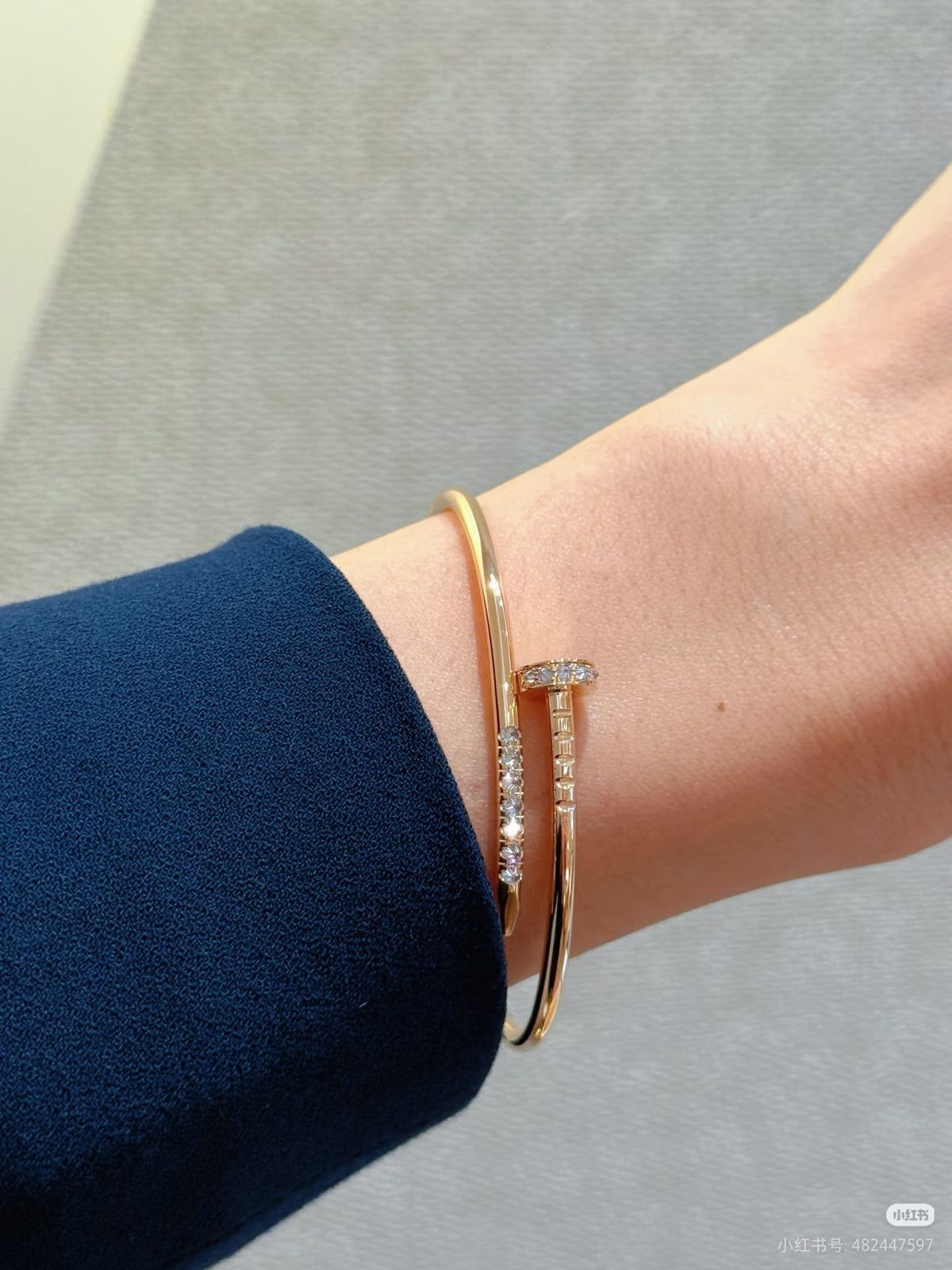 tricolor crystal inlaid Bangle for women - alternate angle view 9