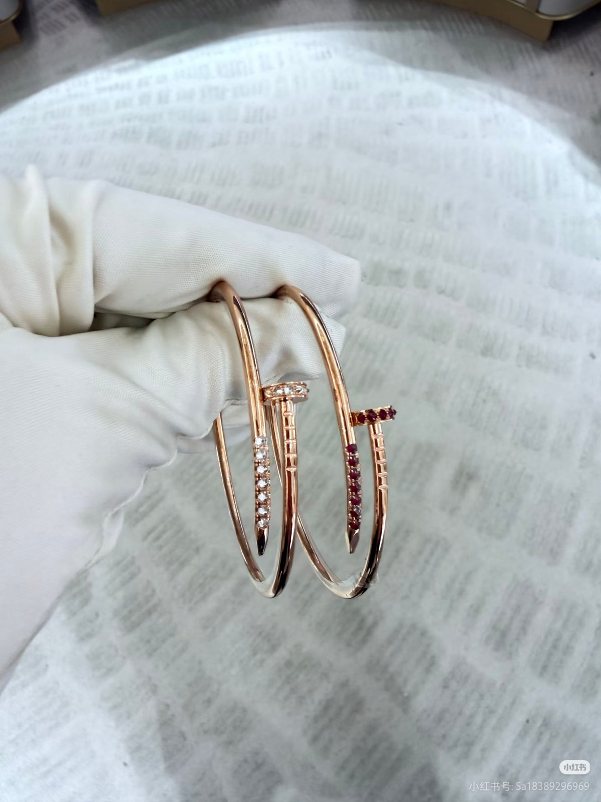 tricolor crystal inlaid Bangle for women - alternate angle view 7