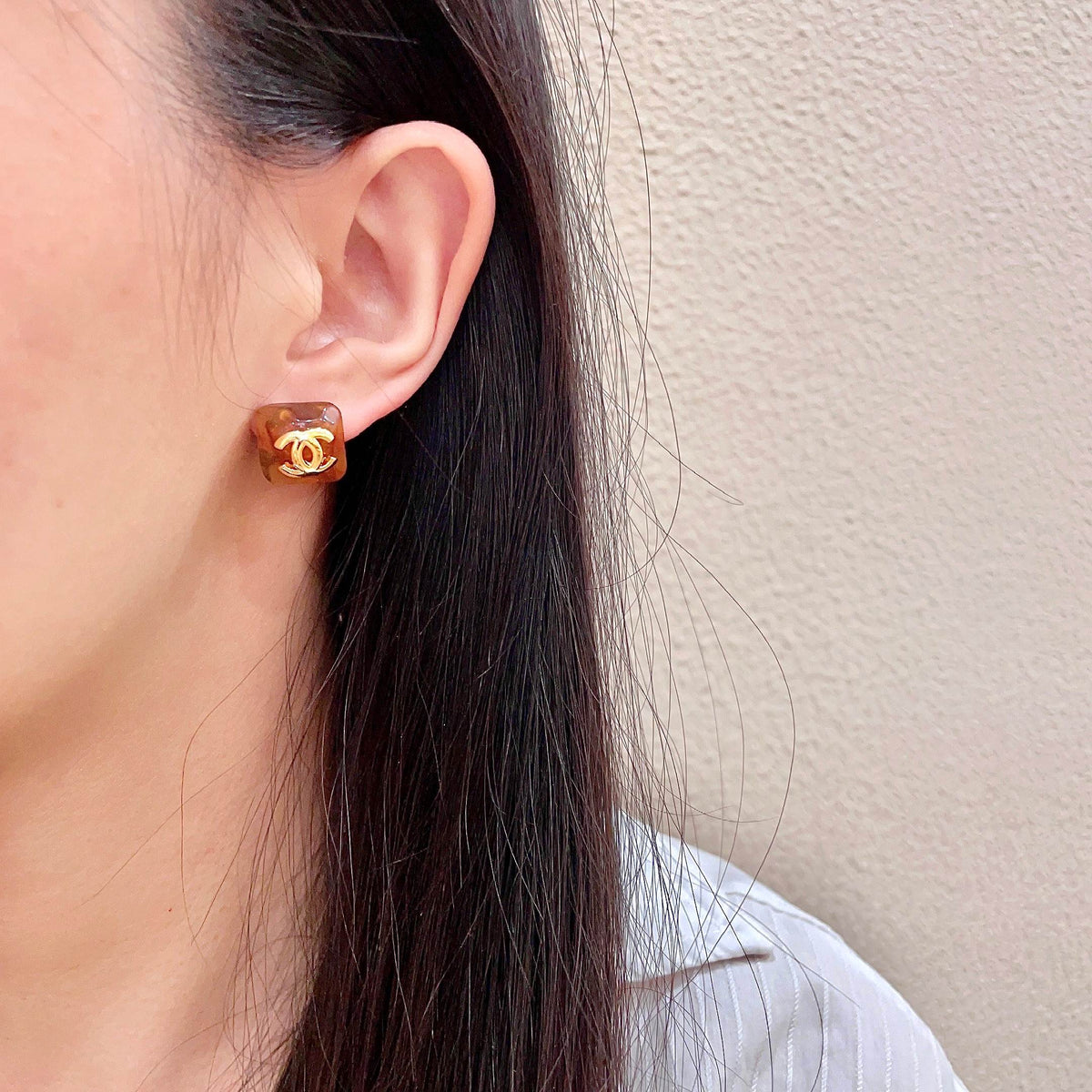double c Stud Earrings for women - alternate angle view 3