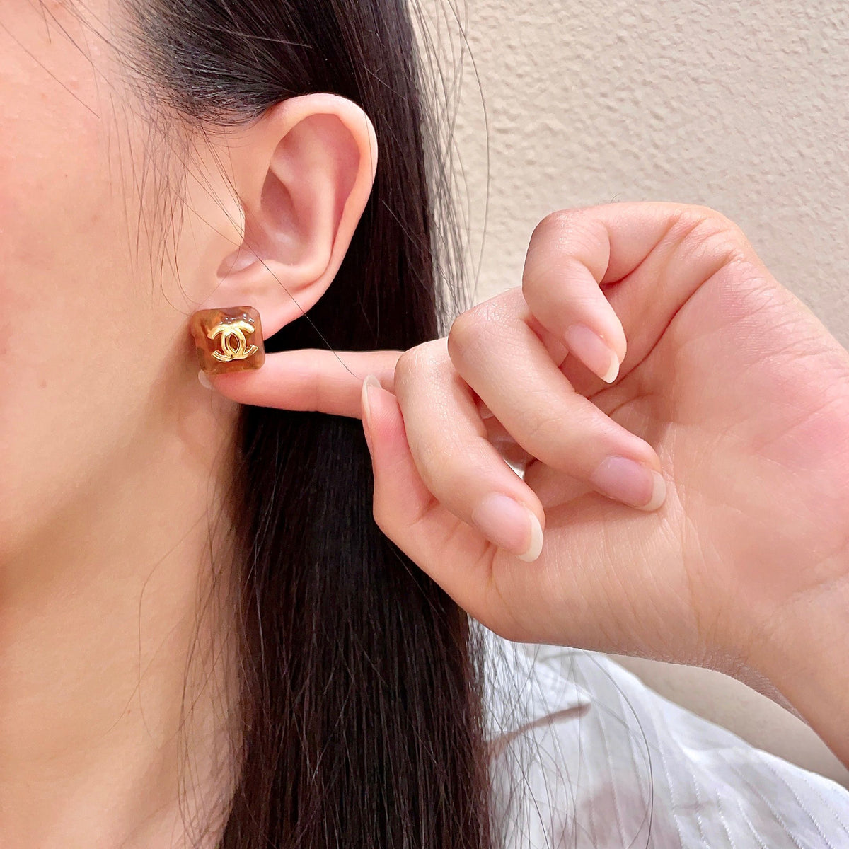 double c Stud Earrings for women - alternate angle view 2